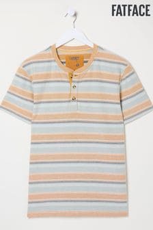 FatFace Orange Trescowe Textured Stripe Henley T-Shirt (B17092) | LEI 227
