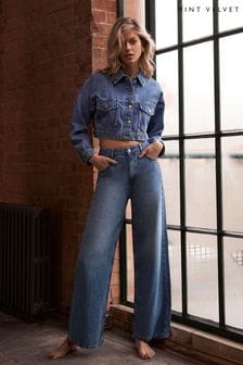 Mint Velvet Blue Soft Wide Jeans (B17142) | 567 SAR