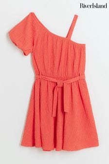 River Island Pink Girls One Shoulder Dress (B17202) | AED119