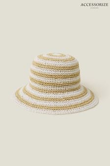 Accessorize Natural Stripe Bucket Hat (B17229) | kr286