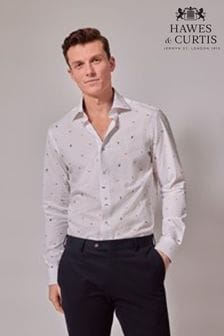 Hawes & Curtis Slim Dobby Dash Low Collar White Shirt With Contrast Detail (B17751) | 440 SAR