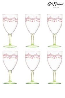 Cath Kidston Set of 6 Green Strawberry Shatter Resistant Wine Glasses (B17776) | €57