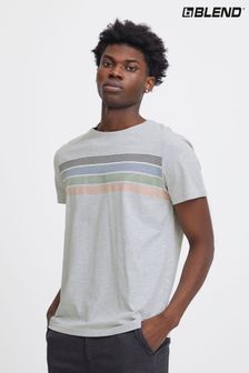Grau - Blend Streifen-T-Shirt mit kurzen Ärmeln (B17821) | 23 €