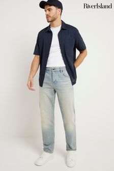 River Island Navy Short Sleeve Linen Shirt (B17896) | NT$1,400