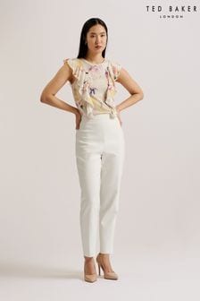 Ted Baker Frill Trim Floral Cotton Linen Off Top (B17898) | €86