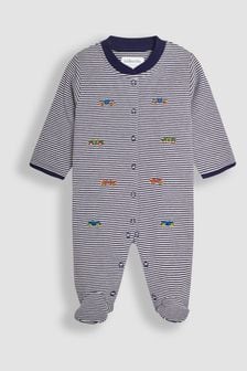 Mornarsko modra z avtomobilom - Jojo Maman Bébé Embroidered Cotton Baby Sleepsuit (B17904) | €24