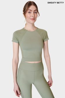 Зеленый Savannah - Бесшовная кроп-футболка с укорочением Betty Athlete (B17959) | €53