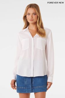 Forever New White Abigail Long Sleeves Denim Shirt (B20041) | €57