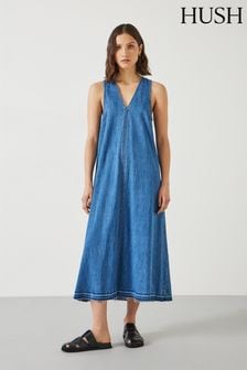 Hush Blue 100% Cotton Tatum Denim Maxi Dress (B20109) | $163