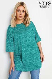 Yours Curve Blue Striped Oversized Top (B20113) | LEI 119