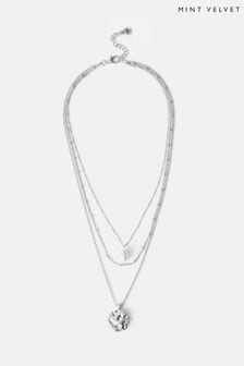 Srebrna - večslojna ogrlica v Mint Velvet tonu (B20288) | €33