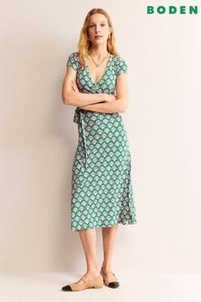 Boden Green Joanna Cap Sleeve Wrap Dress (B20292) | SGD 174