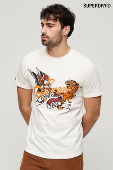 Superdry White Tattoo Script T-Shirt (B20337) | OMR16