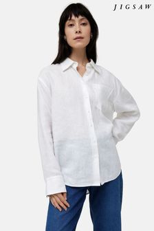 أبيض - Jigsaw Linen Relaxed Shirt (B20400) | 549 د.إ