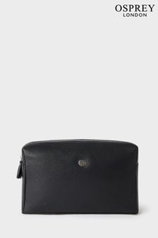 Grand sac de toilette Osprey London The Double Zip en cuir noir (B20429) | €88