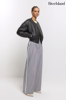 River Island Grey Side Stripe Tailored Trousers (B20576) | €57