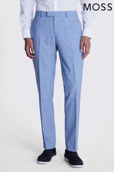 MOSS Slim Fit Sky Blue Marl Trousers (B20601) | $220