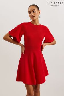 أحمر - فستان مضلع انسيابي Oliviha من Ted Baker (B20785) | 951 د.إ