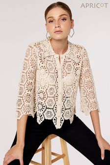 Apricot Cream Crochet Geo 3/4 Sleeve Shirt (B20800) | €44