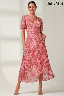 Jolie Moi Olenna Angel Sleeve Pleated Chiffon Maxi Dress (B20876) | 391 ر.ق