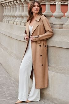Sosandar Natural Belted Longline Trench Coat With Hood (B20886) | AED771