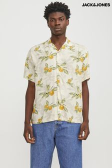 JACK & JONES White Printed Revere Collar Short Sleeve Summer Shirt (B20909) | €37