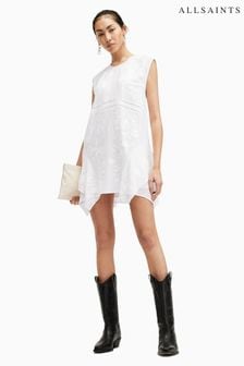AllSaints White Audrina Emb Dress (B21030) | kr3,102