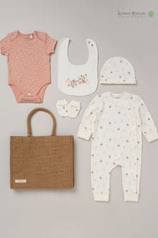 Homegrown 5-teiliges Baby-Geschenkset mit Tasche, Rosa (B21041) | 44 €