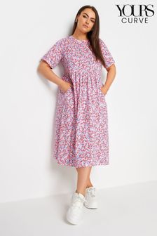 白色 - Yours Curve Abstract Print Pure Cotton Midaxi Dress (B21114) | NT$1,450