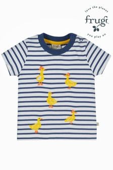 Frugi Blue Stripe Easter Duck Short Sleeve T-Shirt (B21336) | €32 - €35