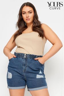 Yours Curve Yours Curve Mid Wash Blue Ripped Denim Shorts (B21532) | 170 zł