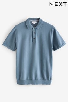 Slate Blue Slim Fit Knitted Polo Shirt (B21558) | 33 €