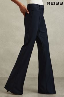 Reiss Navy Gabi Petite Flared Suit Trousers (B21621) | SGD 303