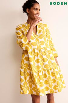 Boden Yellow Sophia Linen Short Dress (B21867) | 797 SAR
