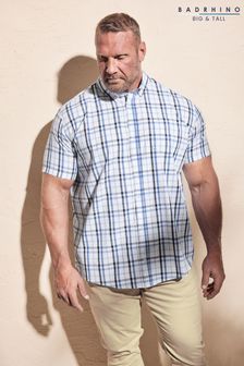 לבן - Badrhino Big & Tall Checked Shirt (B21871) | ‏151 ‏₪