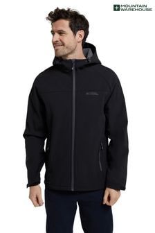 Mountain Warehouse Black Exodus Mens Showerproof Softshell Coat Jacket (B21904) | $96