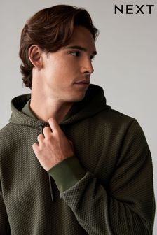 Khaki Green Hooded Textured Overhead Hoodie (B21908) | $56