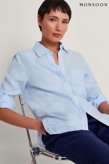 Monsoon Blue Charlie Longline Linen Shirt (B21998) | HK$607