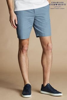 Charles Tyrwhitt Blue Cotton Linen Shorts (B22073) | SGD 97