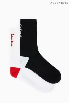 AllSaints White Unlucky Lucky Socks 2 Pack (B22162) | AED105