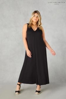 Live Unlimited Black Jersey Relaxed Midaxi Dress (B22500) | SGD 106