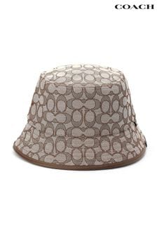 COACH Signature Jacquard Bucket Brown Hat