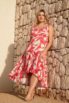 Live Unlimited Curve Red Abstract Print Sleeveless Maxi Dress (B22766) | kr1,545