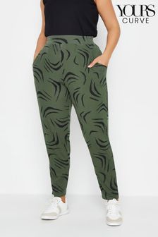 Yours Curve Khaki Green Double Pleated Harem Trousers (B22966) | OMR14