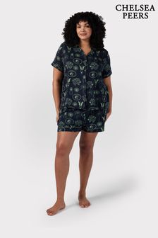 Chelsea Peers Blue Curve Tropical Holiday Print Short Pyjama Set (B23258) | HK$329