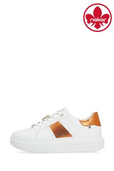 Biały/brązowy - Rieker Womens Evolution Lace-up Shoes (B23333) | 505 zł
