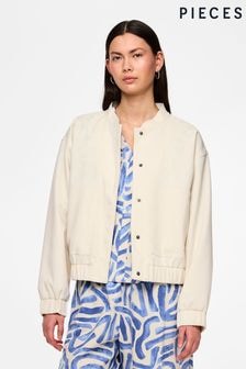 PIECES Cream Bomber Jacket (B23467) | $86