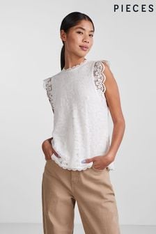 PIECES White Lace Detail Top (B23553) | NT$1,120