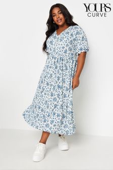 Bela - Yours Curve Limited Collection Vintage Floral Textured Midaxi Dress (B23656) | €39