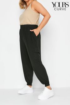 Yours Curve Black Jersey Cargo Harem Trousers (B23691) | kr350